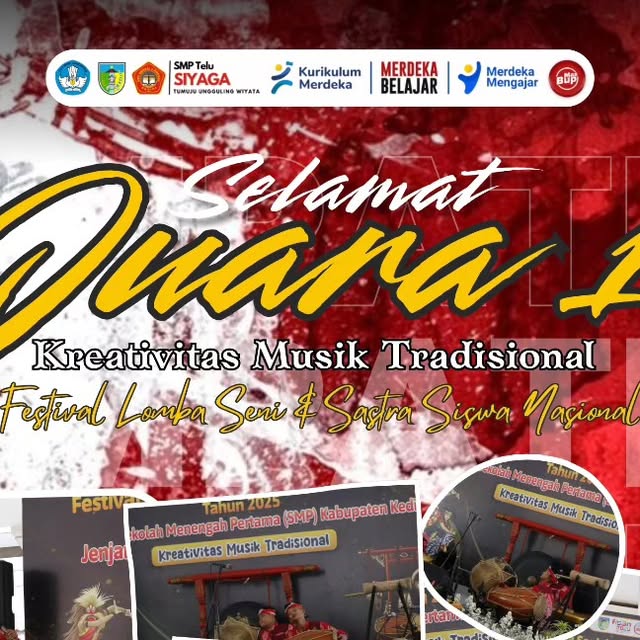 Tim Musik Tradisi SMPN 3 Grogol Juara 1 FLS3N Tingkat Kabupaten Kediri 2025