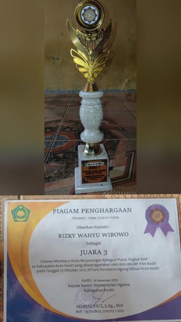 Siswa Hindu SMPN 3 Grogol Raih Juara 3 Utswa Membaca Sloka Berpasangan Se-Kediri 2025