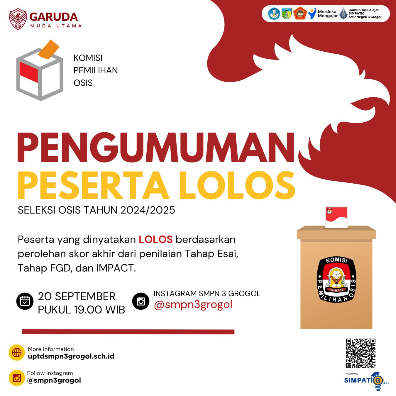 Pengumuman Hasil Seleksi Anggota OSIS SIMPATIG 2024