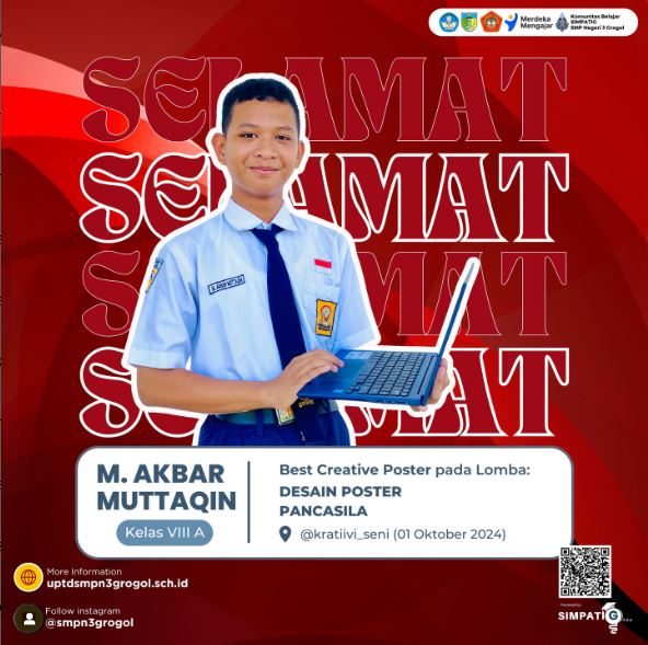Prestasi Gemilang: M. Akbar Muttaqin Raih Penghargaan Best Kreatif Desain Poster di Kreativi-Seni 2024