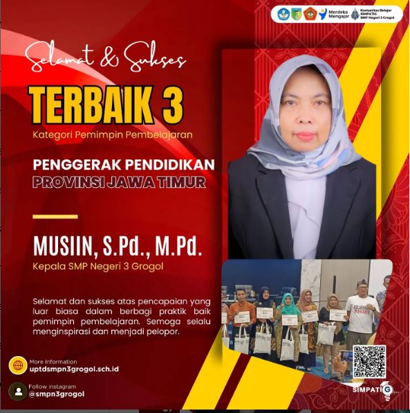 Kepala SMPN 3 Grogol Raih Juara dalam Sayembara Penggerak Pendidikan Jawa Timur