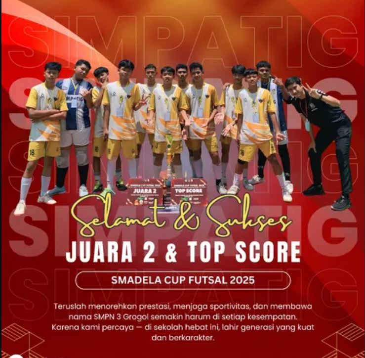 Prestasi Tim Futsal SMPN 3 Grogol pada Smadela Cup Futsal 2025