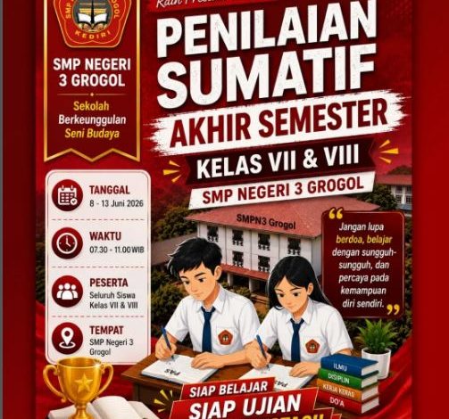 SMPN 3 Grogol Laksanakan Penilaian Sumatif Akhir Semester Genap Tahun Pelajaran 2025/2026
