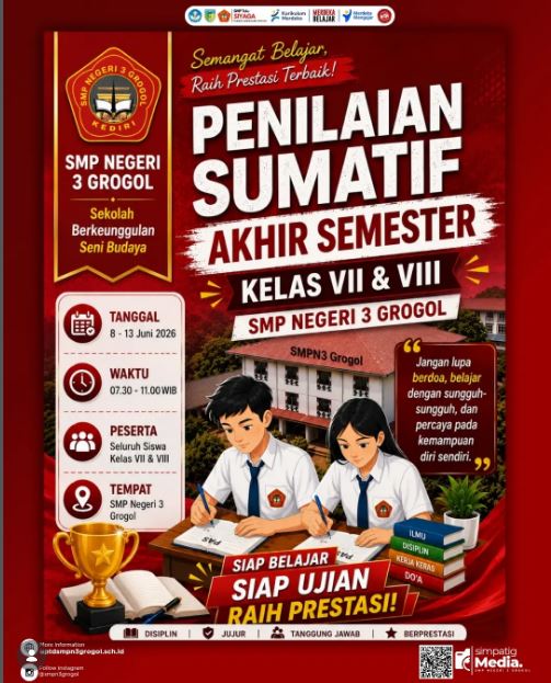 SMPN 3 Grogol Laksanakan Penilaian Sumatif Akhir Semester Genap Tahun Pelajaran 2025/2026